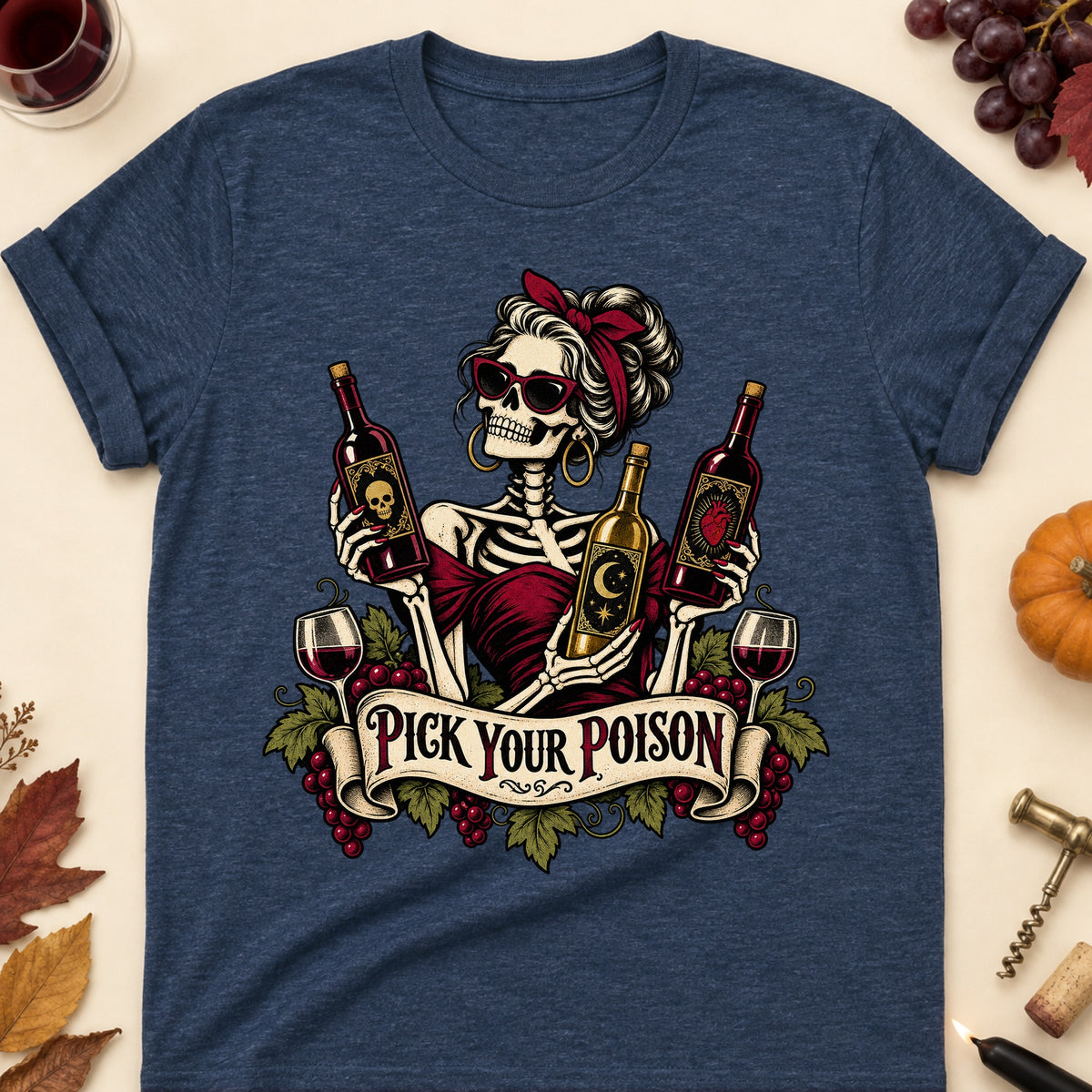Pick Your Poison Colored Print T-Shirt - Heather Navy - Brooke & Belle