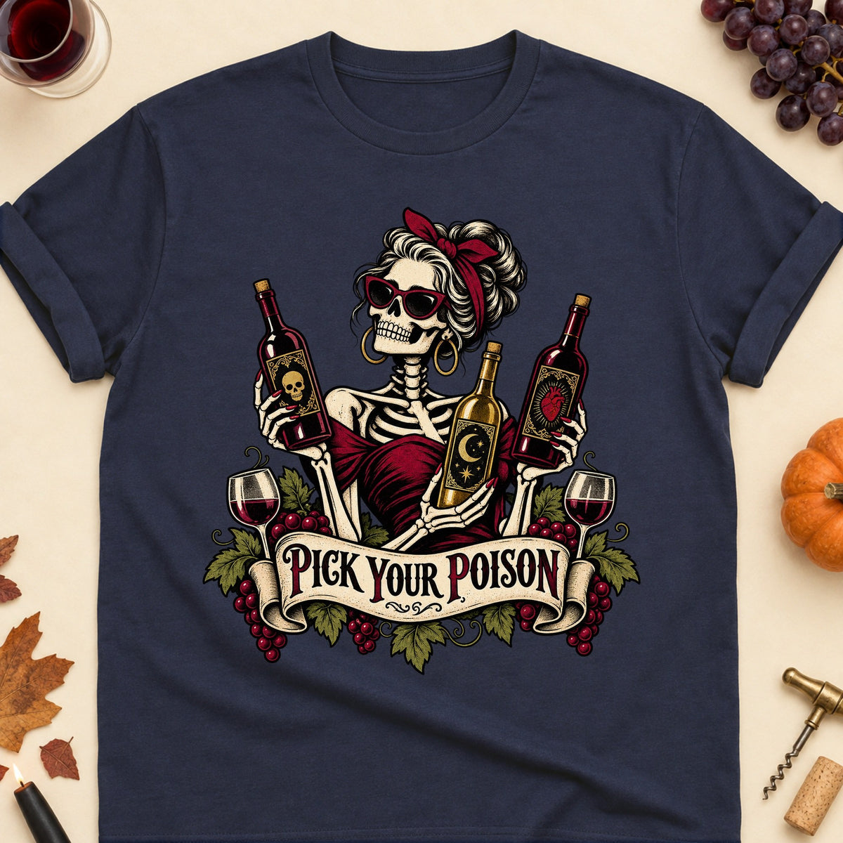 Pick Your Poison Colored Print T-Shirt - Navy - Brooke & Belle