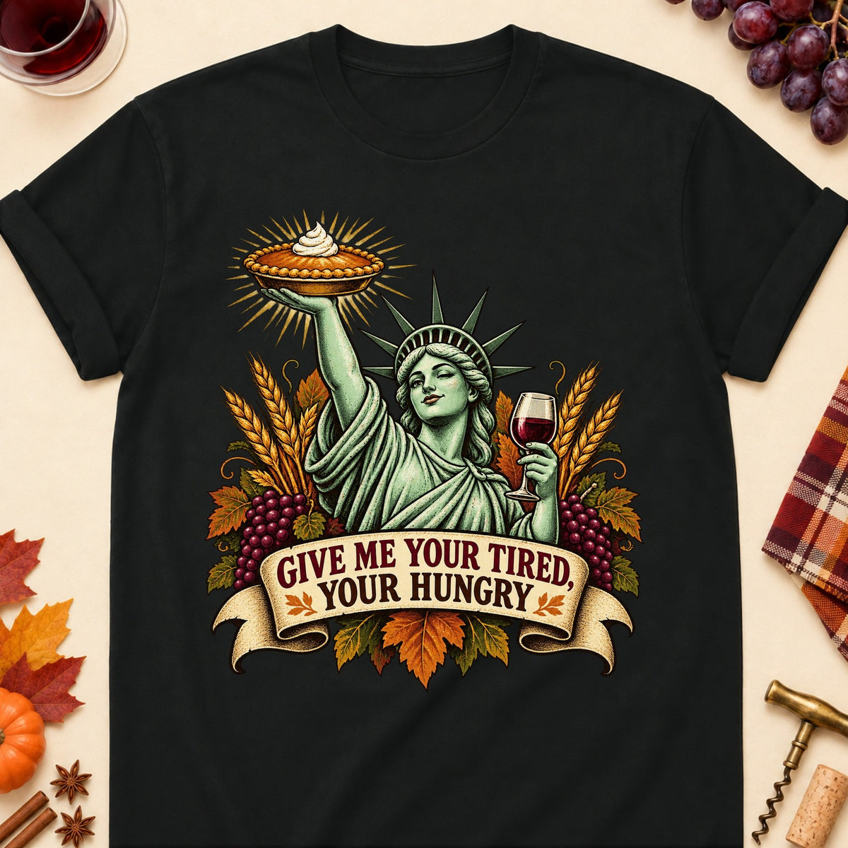 Give Me Your Tired, Your Hungry Colored Print T-Shirt - Black - Brooke & Belle