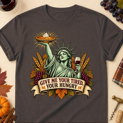 Give Me Your Tired, Your Hungry Colored Print T-Shirt - Dark Chocolate - Brooke & Belle