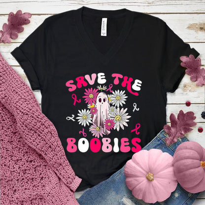 Save The  Boobies Version 3 V-Neck Colored Edition