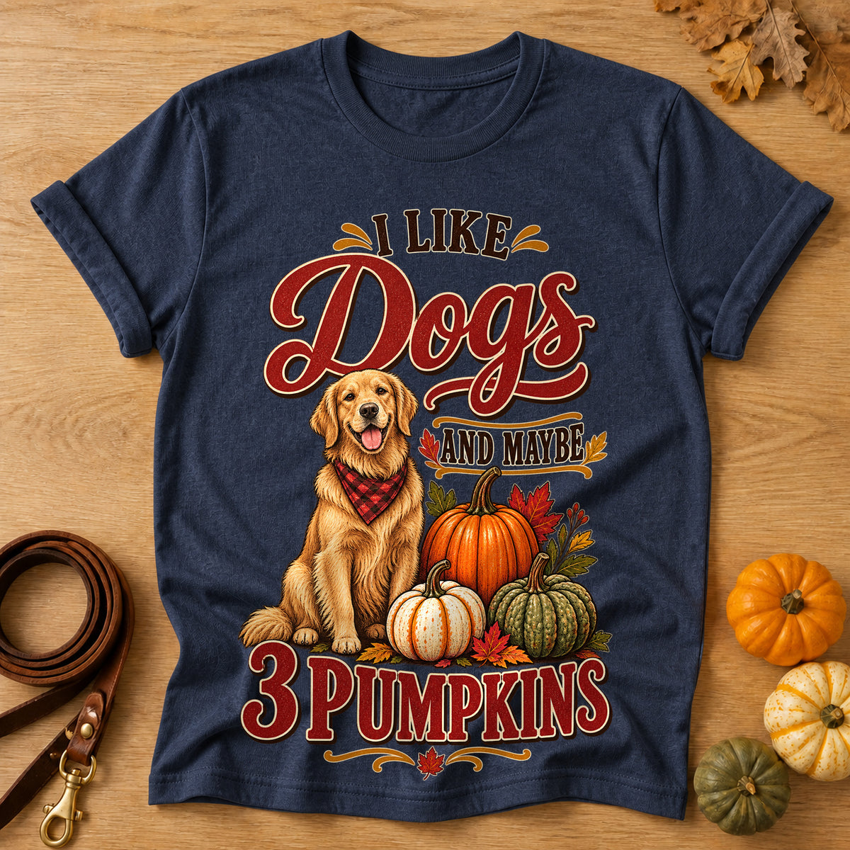 Dogs 3 Pumpkins T-shirt - Heather Navy - Brooke & Belle