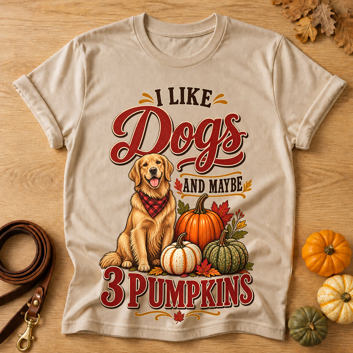 Dogs 3 Pumpkins T-shirt - Sand - Brooke & Belle