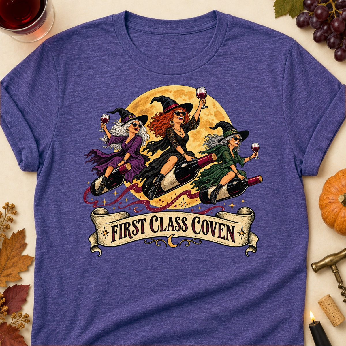 First Class Coven Colored Print T-Shirt - Heather Purple - Brooke & Belle