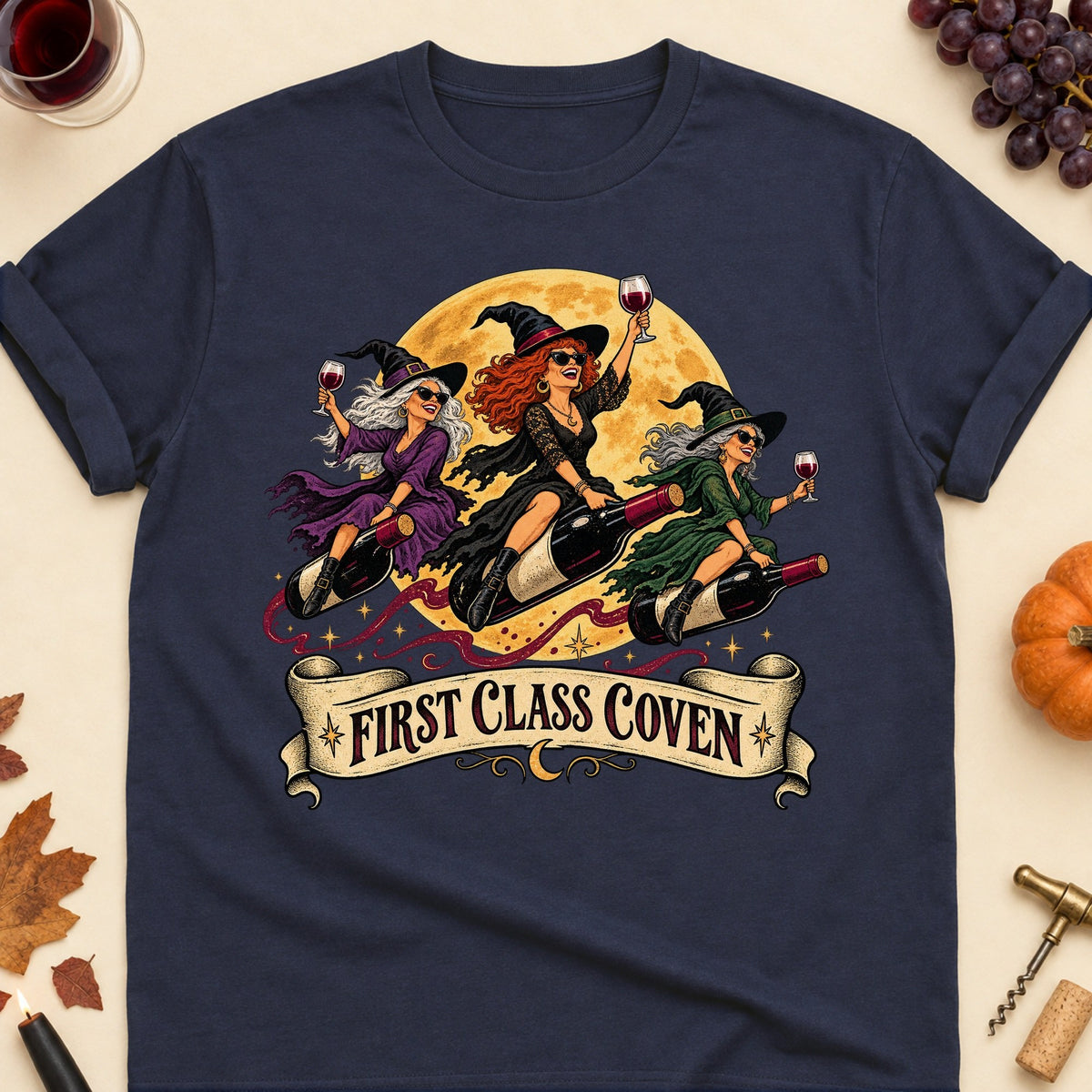 First Class Coven Colored Print T-Shirt - Navy - Brooke & Belle