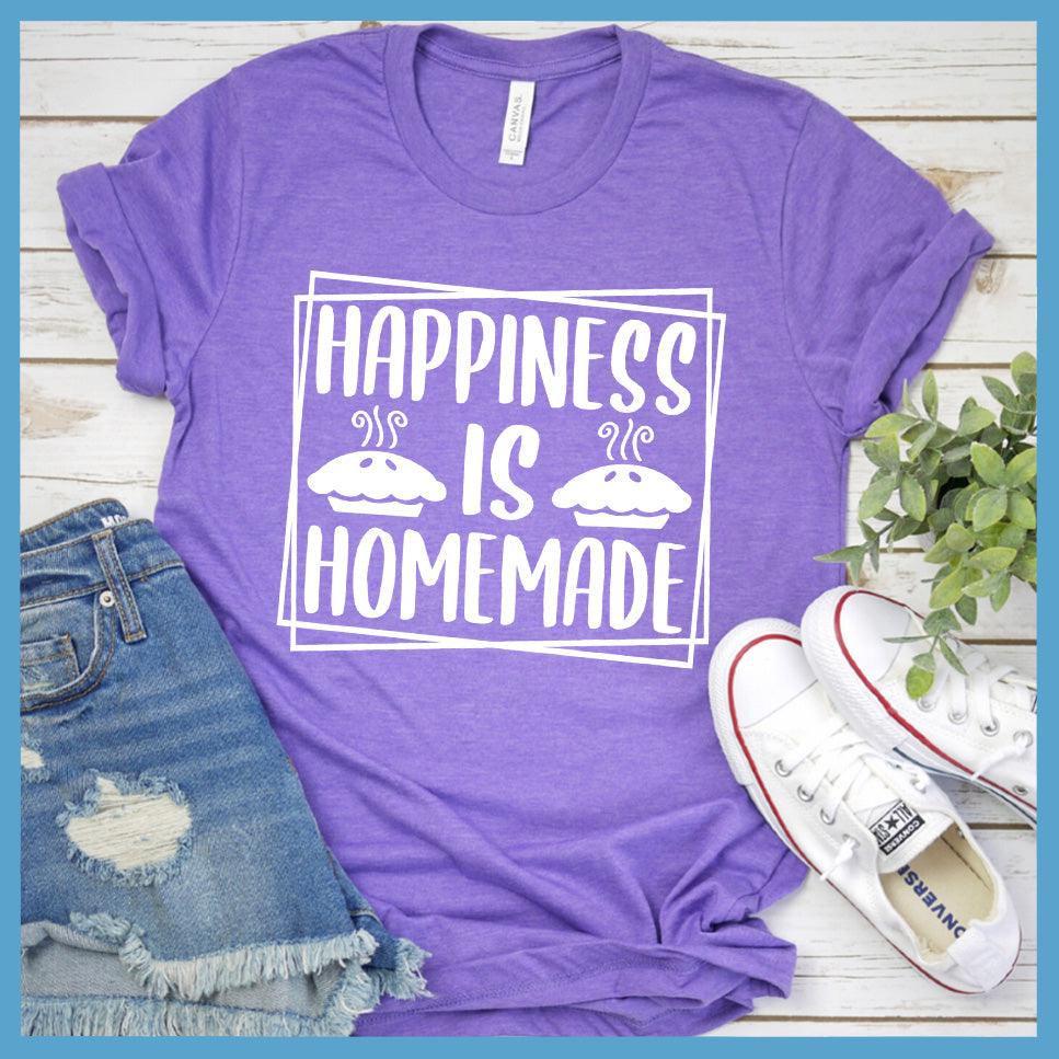 Happiness Is Homemade T-Shirt Colored Edition Heather Purple - Graphic t-shirt with 'Happiness Is Homemade' design in stylish font
