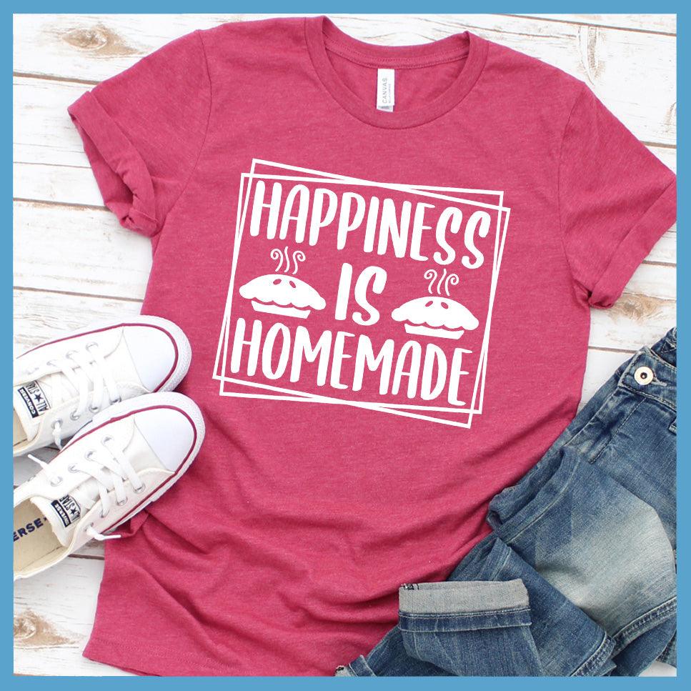 Happiness Is Homemade T-Shirt Colored Edition Heather Raspberry - Graphic t-shirt with 'Happiness Is Homemade' design in stylish font