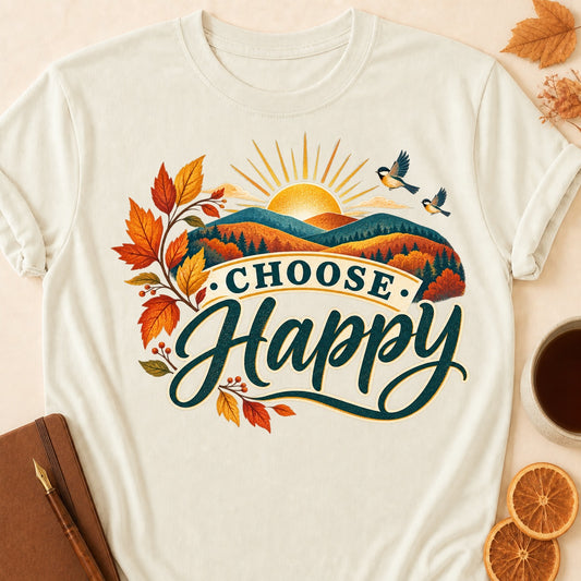 Choose Happy Fall T-shirt - Natural - Brooke & Belle