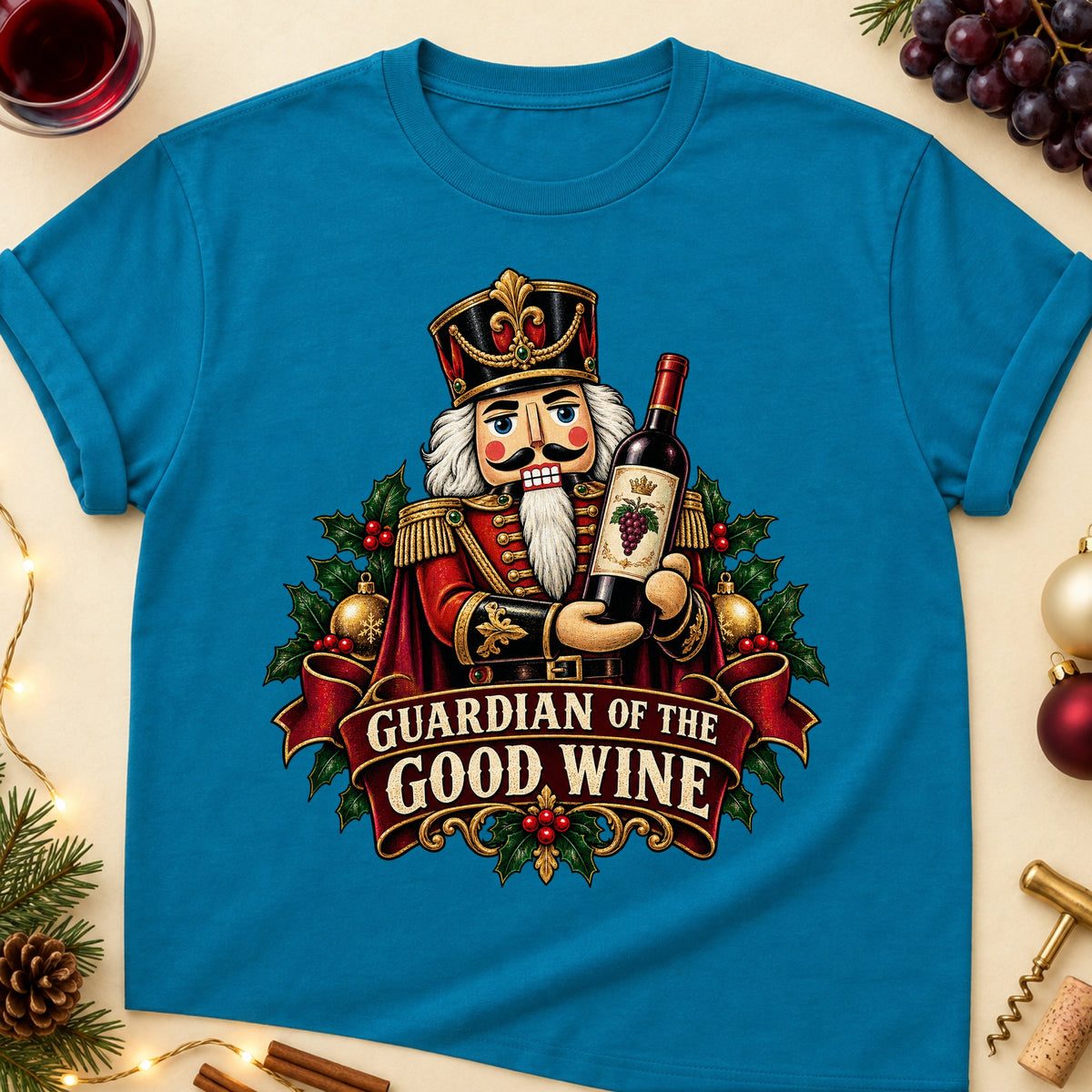 Guardian Of The Good Wine Colored Print T-Shirt - Antique Sapphire - Brooke & Belle