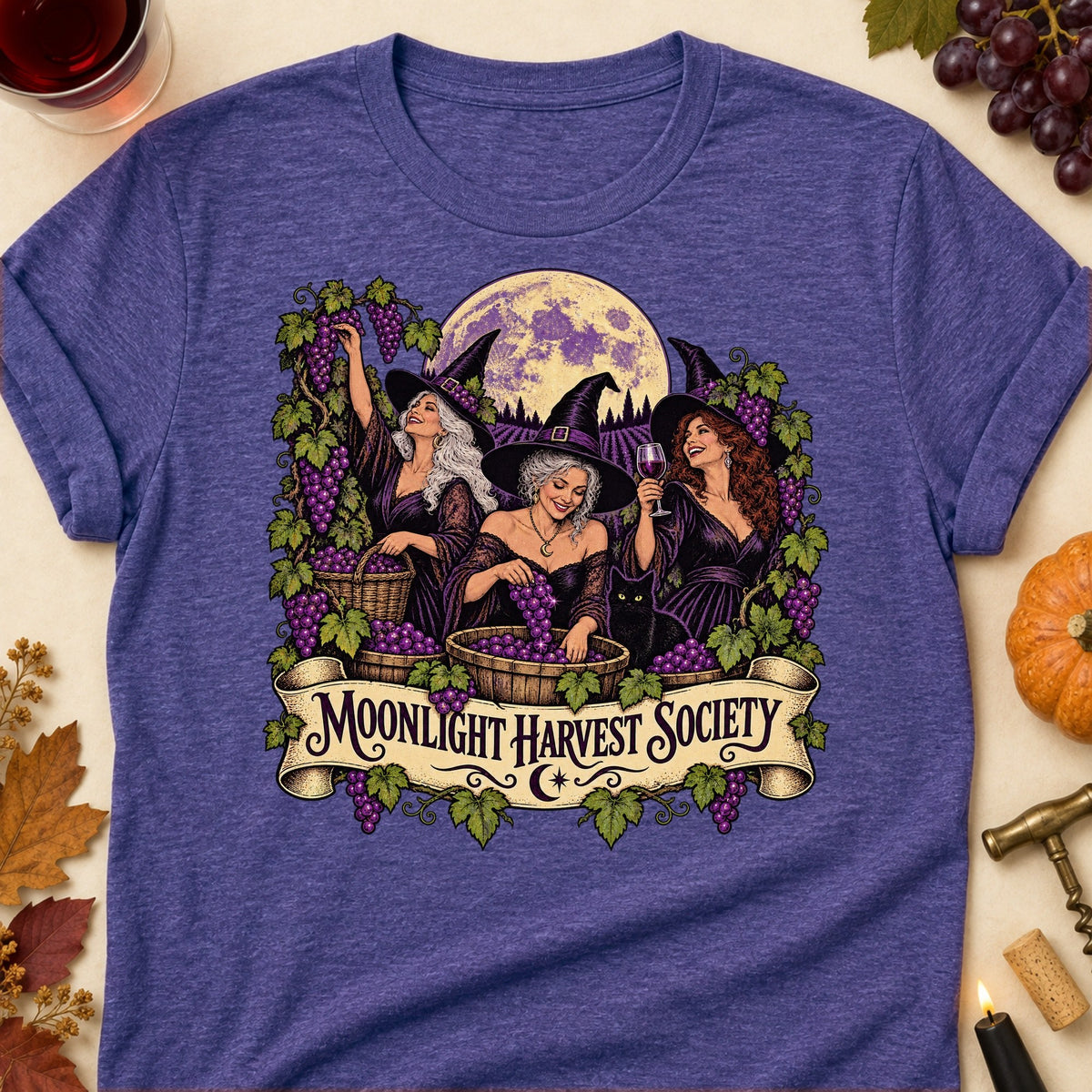 Moonlight Harvest Society Colored Print T-Shirt - Heather Purple - Brooke & Belle