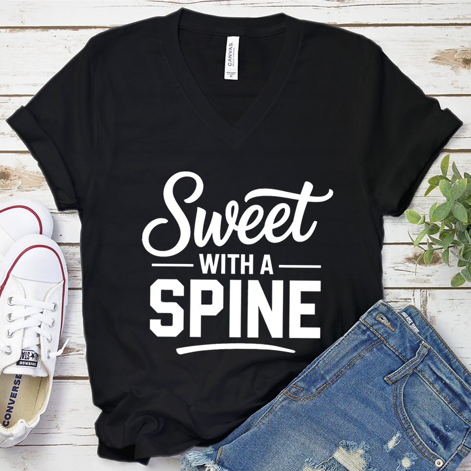 Sweet With A Spine V-Neck - Black - Brooke & Belle