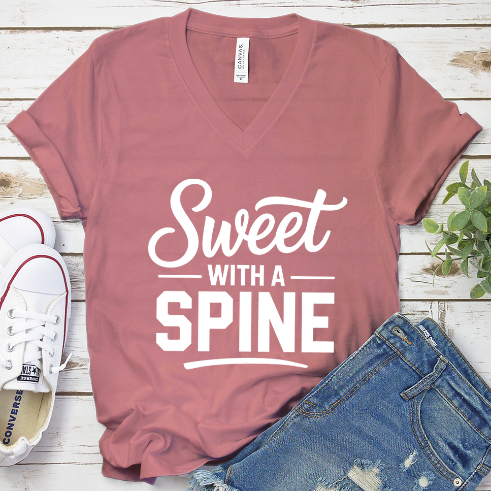 Sweet With A Spine V-Neck - Mauve - Brooke & Belle