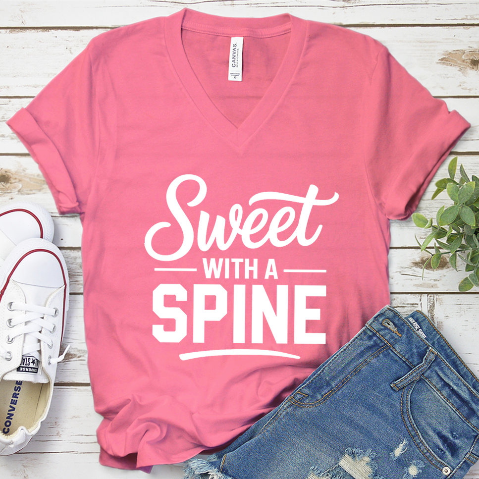 Sweet With A Spine V-Neck - Neon Pink - Brooke & Belle