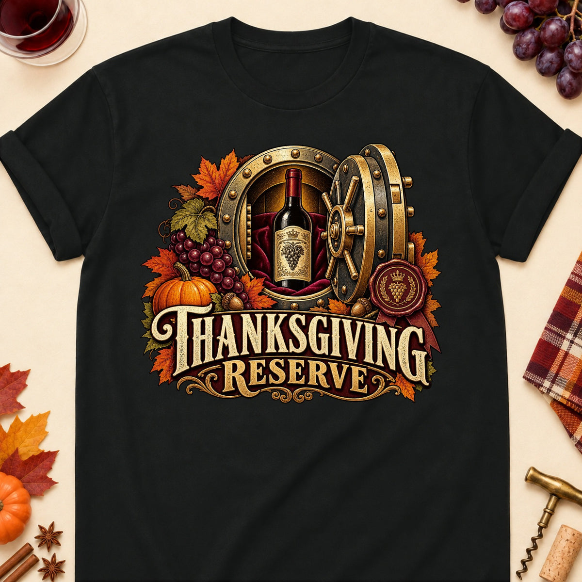 Thanksgiving Reserve Colored Print T-Shirt - Black - Brooke & Belle