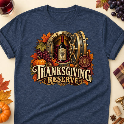 Thanksgiving Reserve Colored Print T-Shirt - Heather Navy - Brooke & Belle