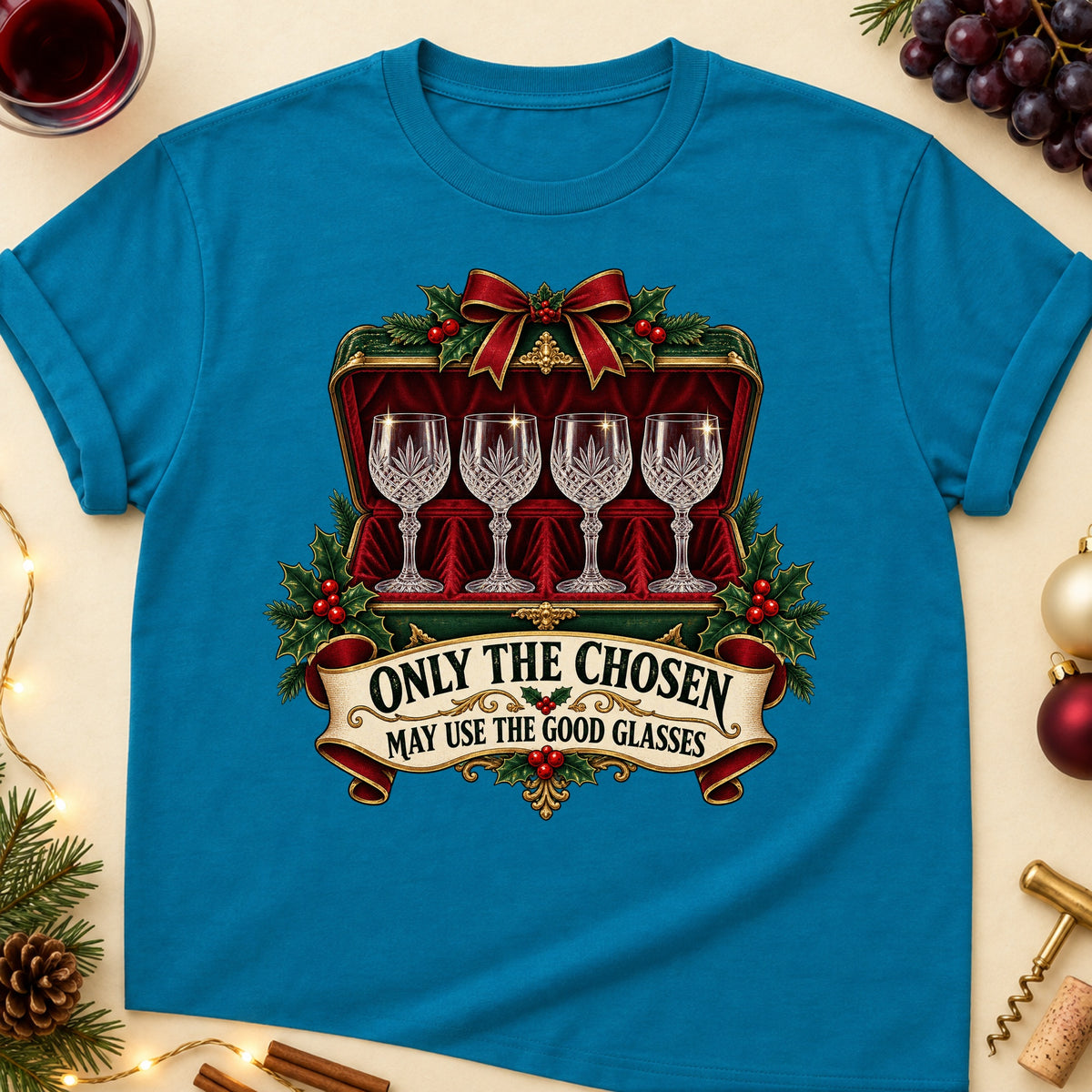 Only The Chosen May Use The Good Glasses Colored Print T-Shirt - Antique Sapphire - Brooke & Belle