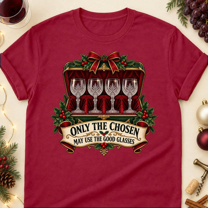 Only The Chosen May Use The Good Glasses Colored Print T-Shirt - Cardinal Red - Brooke & Belle