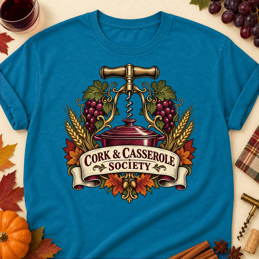 Cork & Casserole Society Colored Print T-Shirt - Antique Sapphire - Brooke & Belle