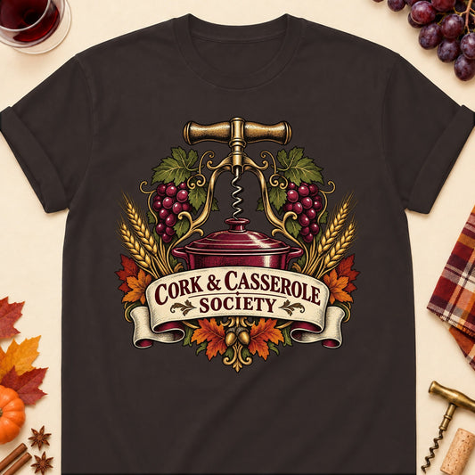 Cork & Casserole Society Colored Print T-Shirt - Dark Chocolate - Brooke & Belle
