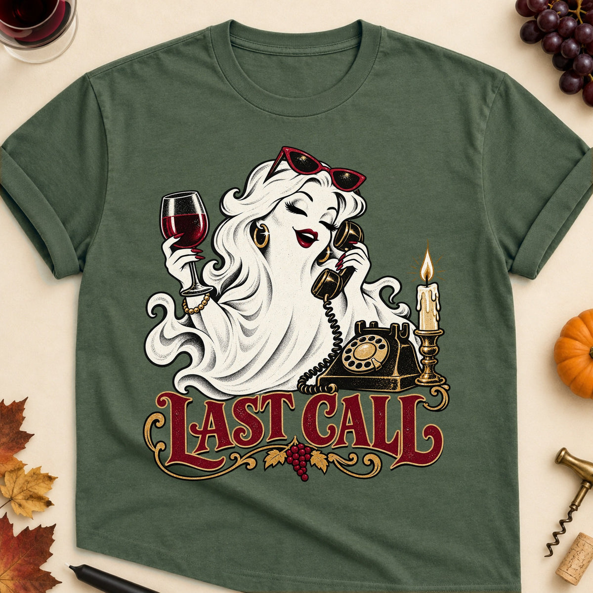 Last Call Colored Print T-Shirt - Military Green - Brooke & Belle