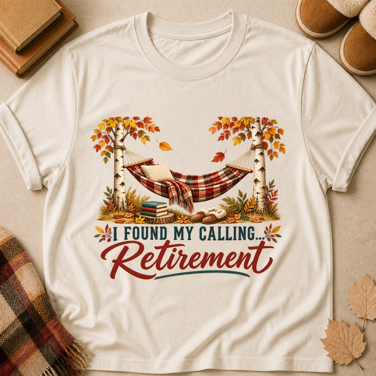 I Found My Calling Retirement Fall Colored Print T-Shirt - Natural - Brooke & Belle
