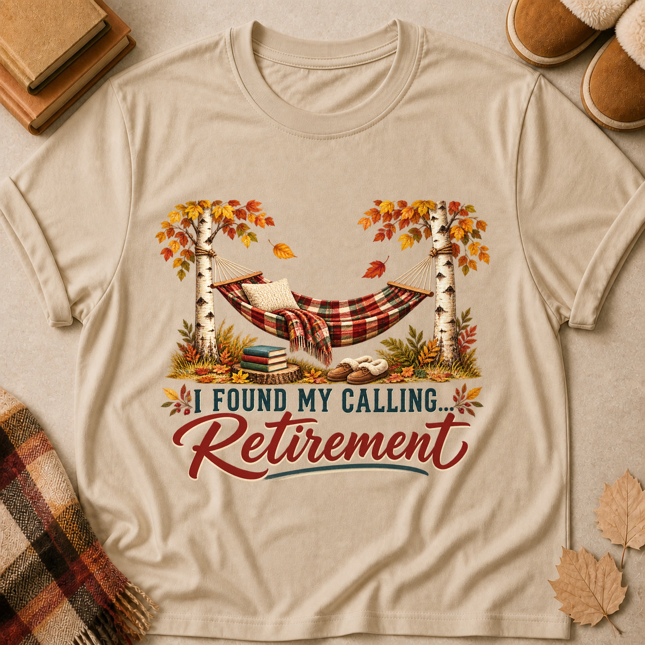 I Found My Calling Retirement Fall Colored Print T-Shirt - Sand - Brooke & Belle