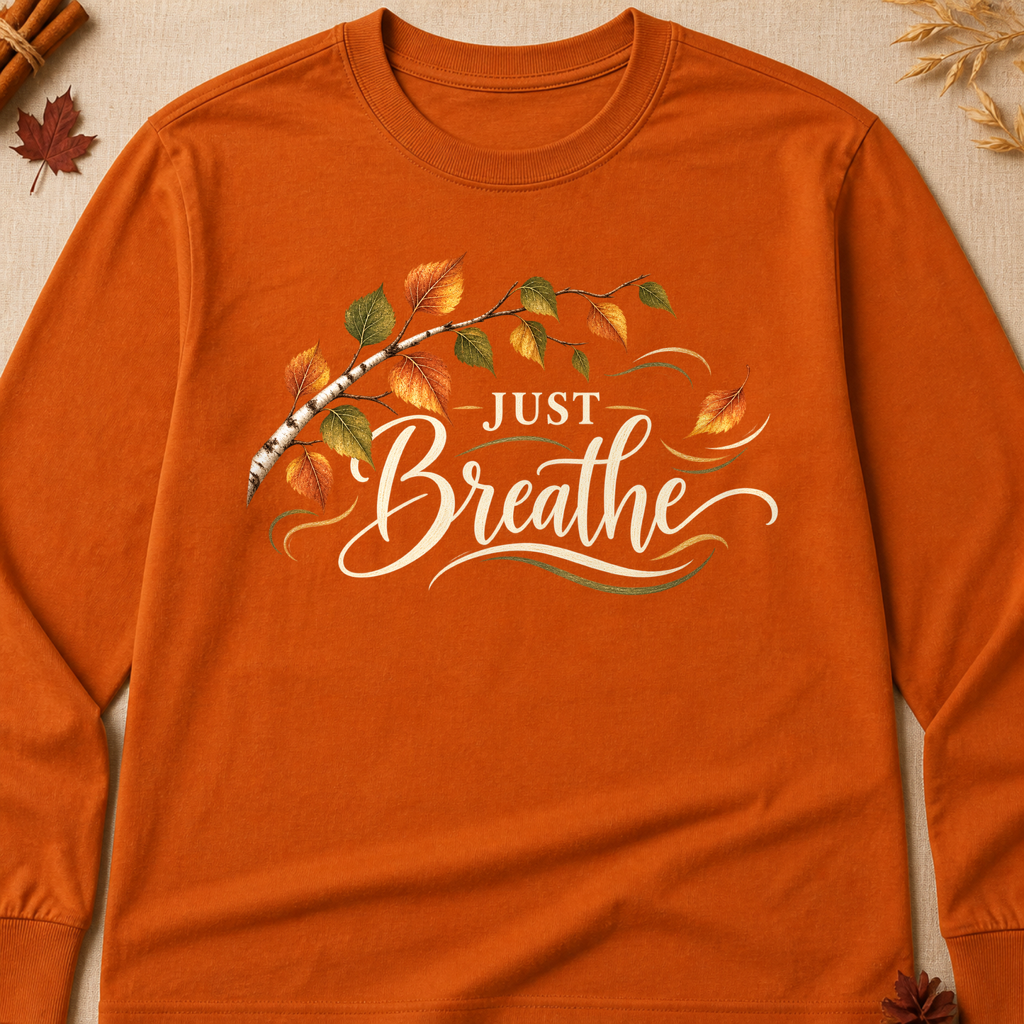 Just Breathe Fall Long Sleeves - Texas Orange - Brooke & Belle