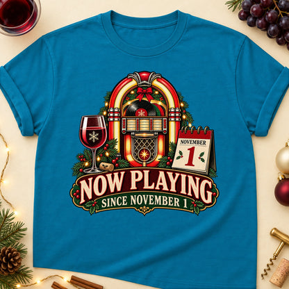 Now Playing Since November 1 Colored Print T-Shirt - Antique Sapphire - Brooke & Belle