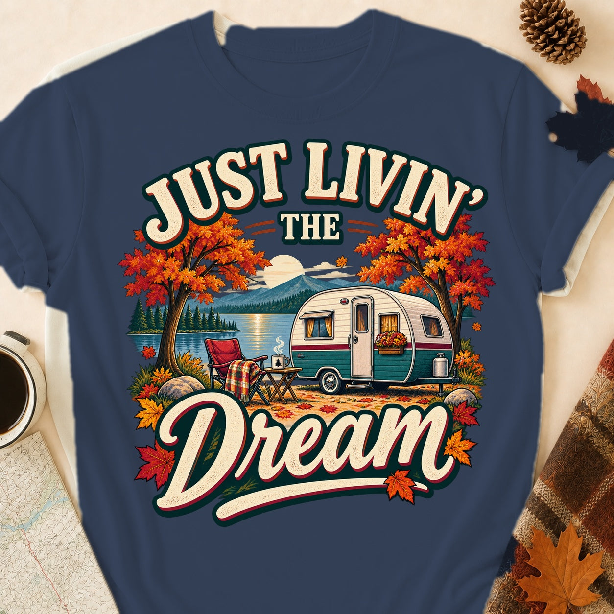 Just Livin' The Dream Fall T-shirt - Heather Navy - Brooke & Belle