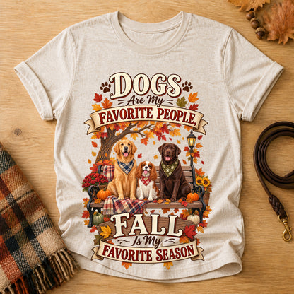 Dogs Favorite People Fall Season T-shirt - Heather Oatmeal - Brooke & Belle