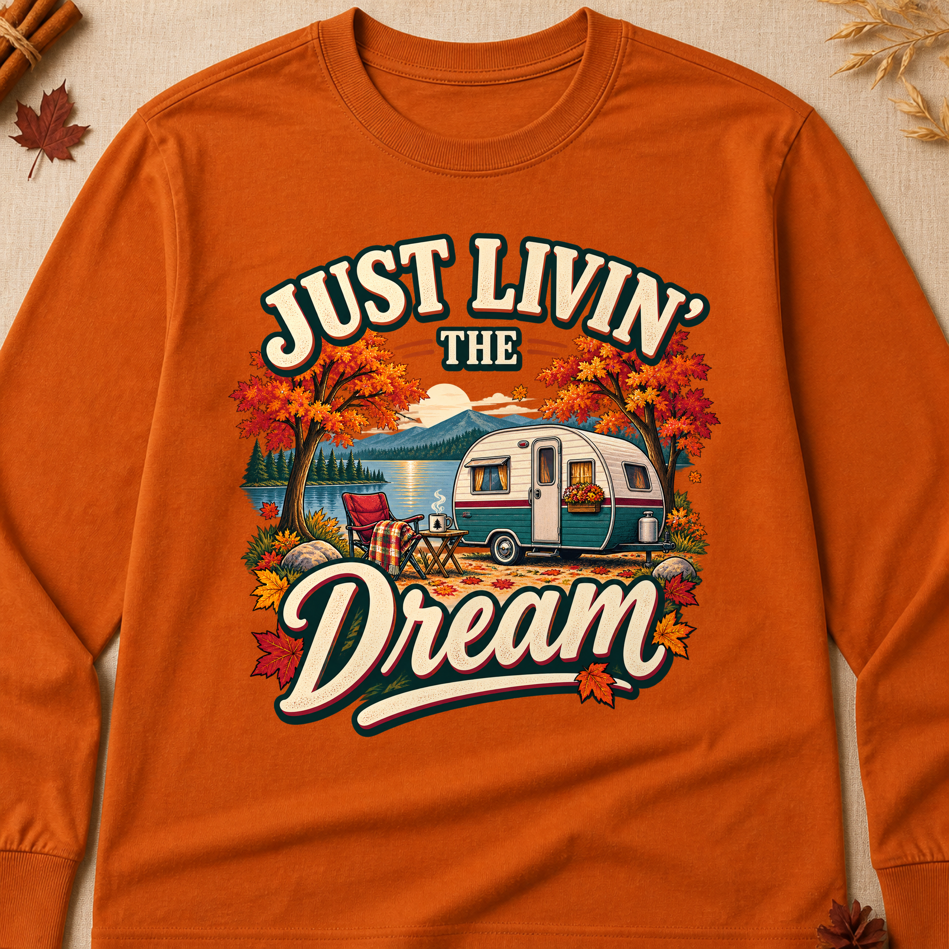 Just Livin' The Dream Fall Long Sleeves - Texas Orange - Brooke & Belle
