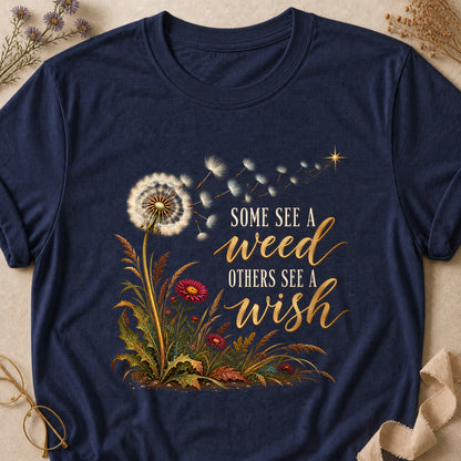 Some See A Weed Others See A Wish Fall Colored Print T-Shirt - Heather Navy - Brooke & Belle