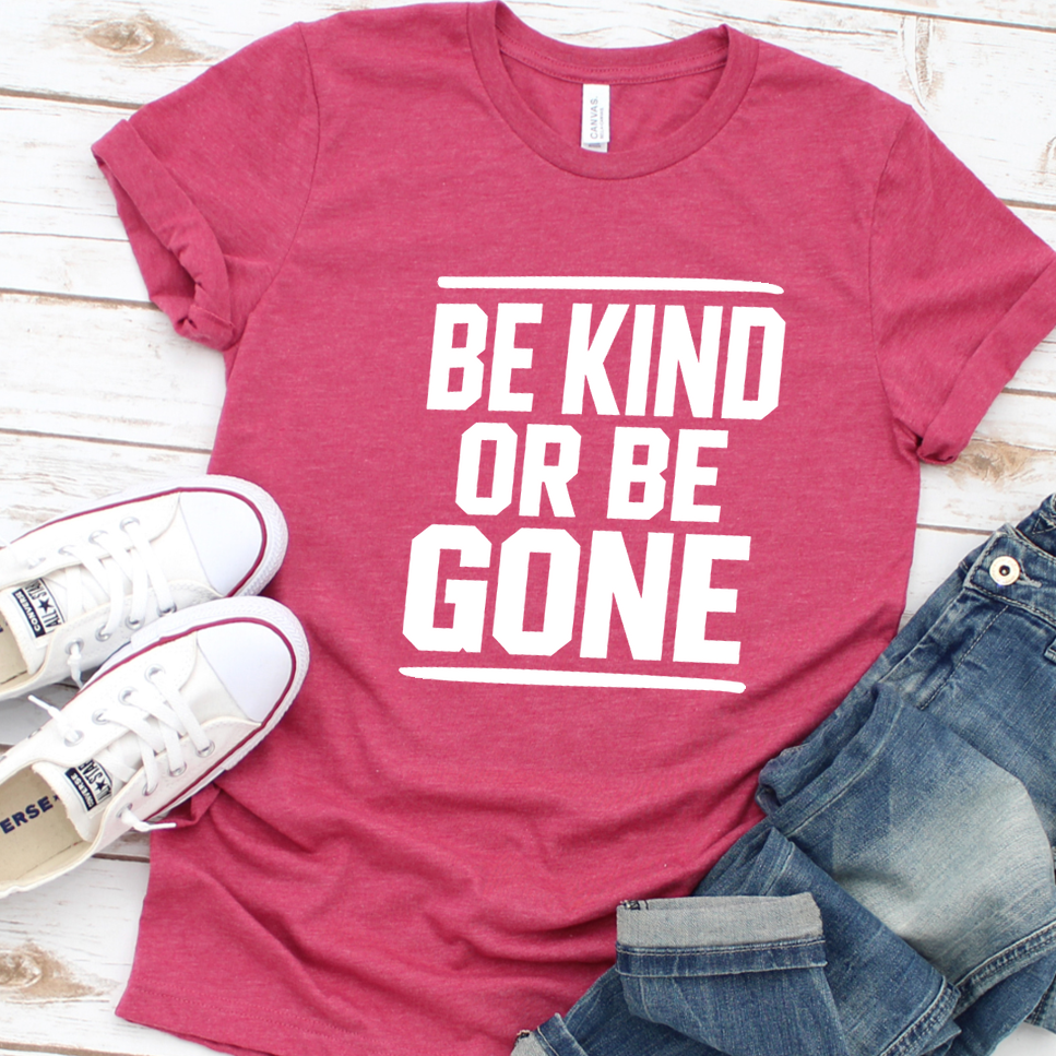 Be Kind Or Be Gone T-Shirt - Heather Raspberry - Brooke & Belle