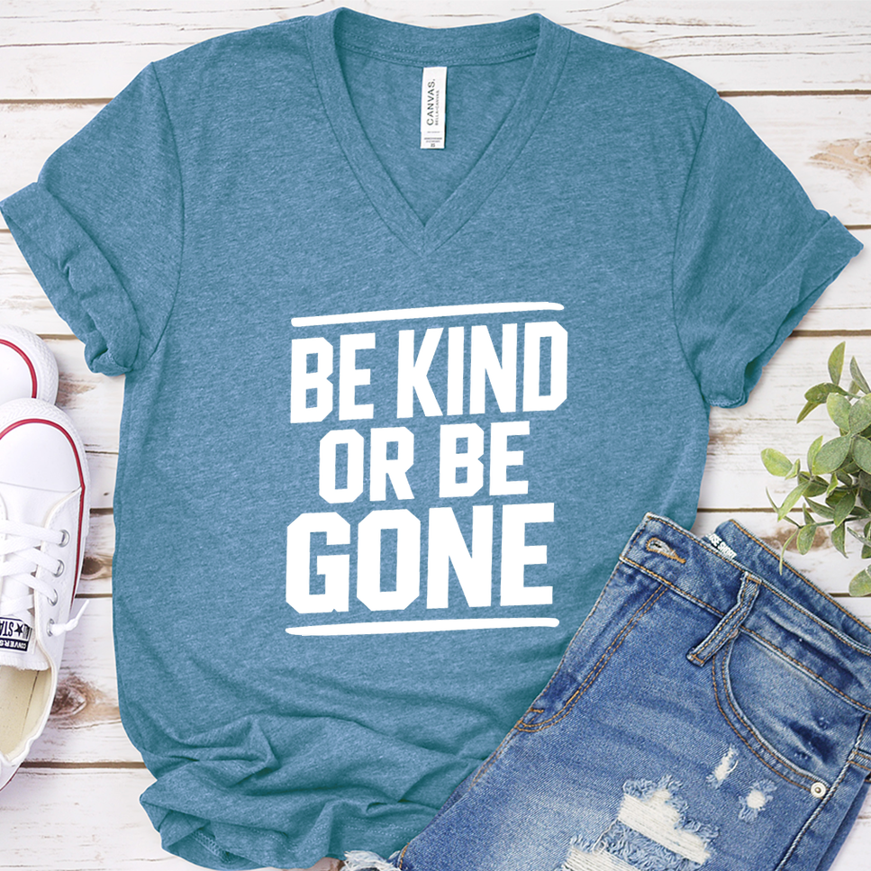 Be Kind Or Be Gone V-Neck - Heather Deep Teal - Brooke & Belle