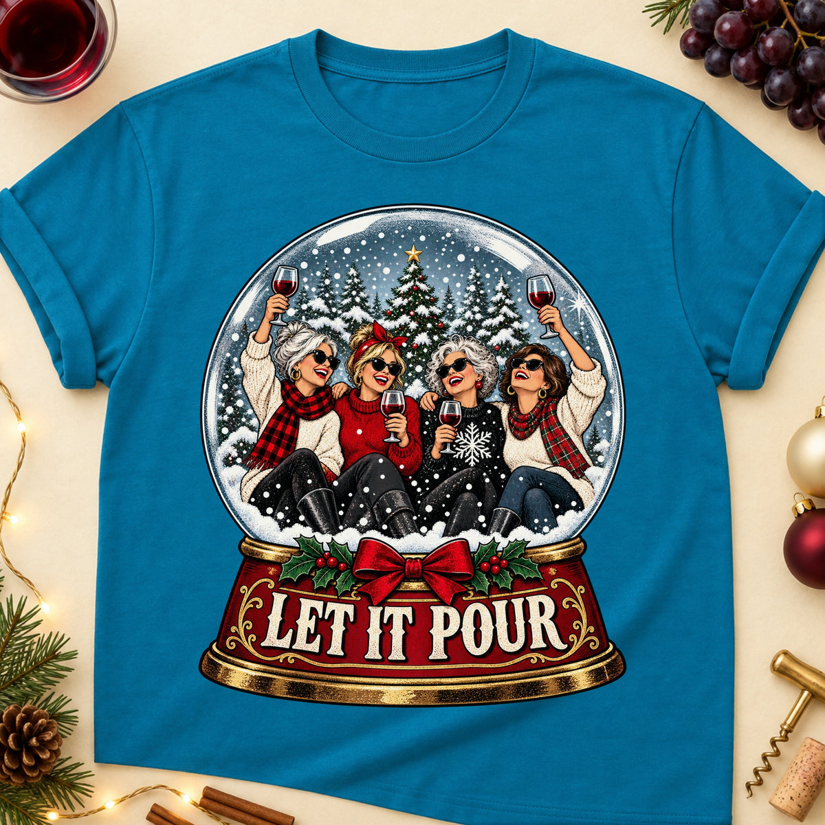 Let It Pour Colored Print T-Shirt - Antique Sapphire - Brooke & Belle