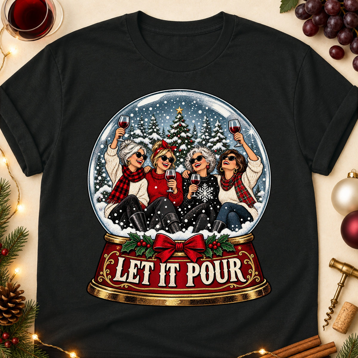 Let It Pour Colored Print T-Shirt - Black - Brooke & Belle