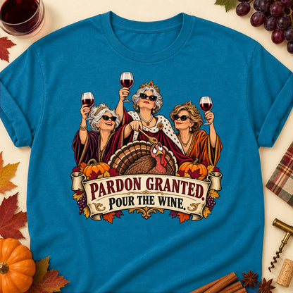 Pardon Granted. Pour The Wine Colored Print T-Shirt - Antique Sapphire - Brooke & Belle