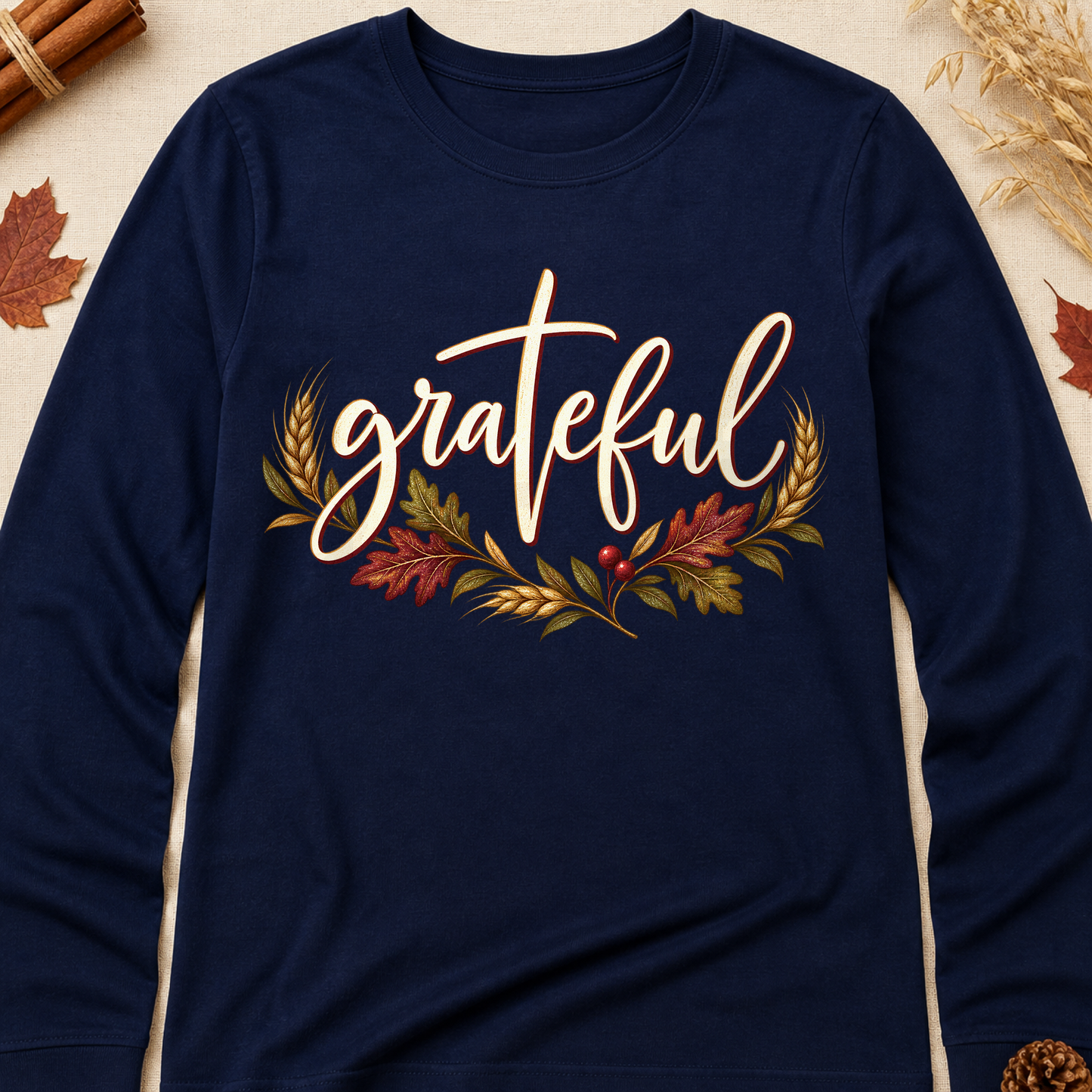 Grateful Fall Long Sleeves - Navy - Brooke & Belle
