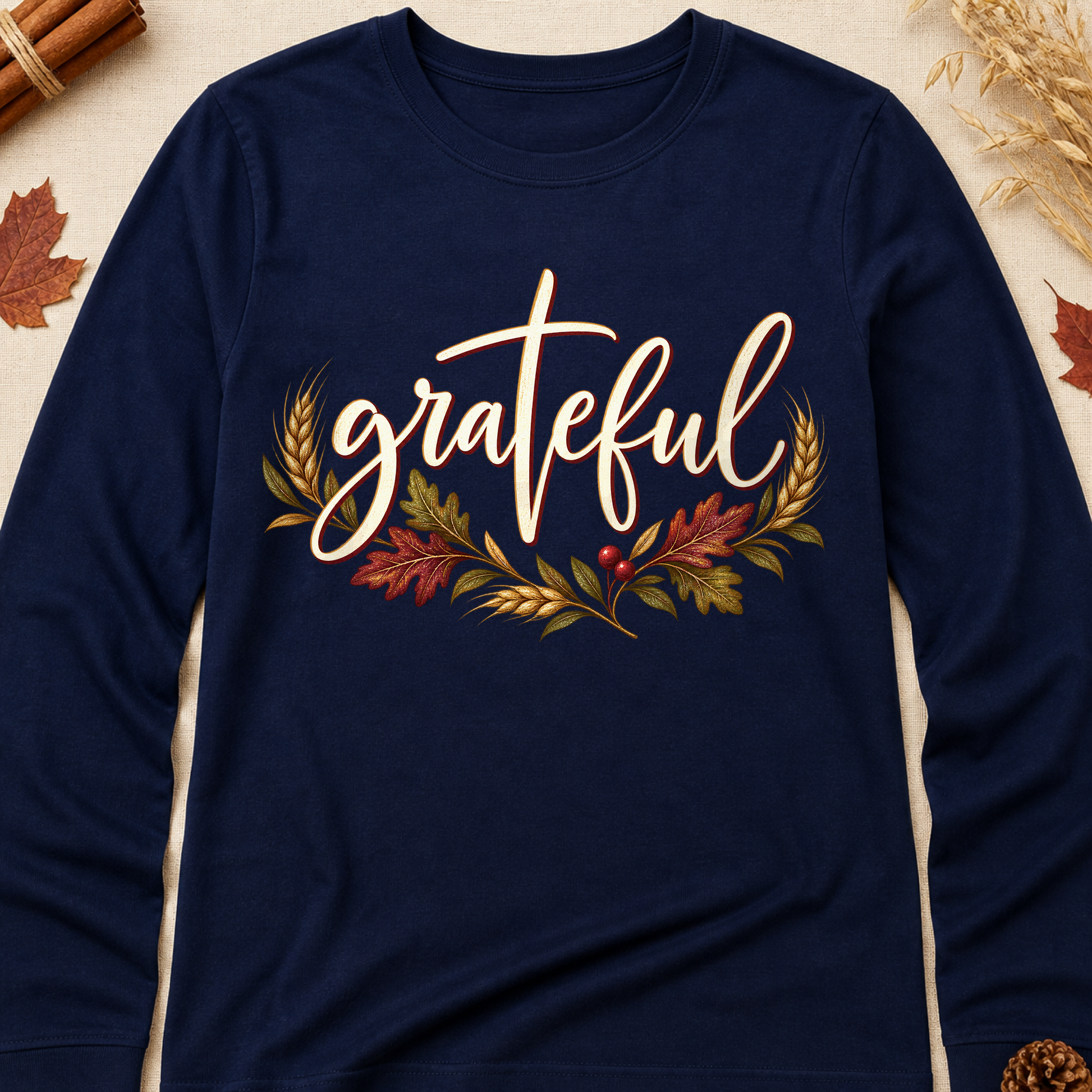 Grateful Fall Long Sleeves - Navy - Brooke & Belle
