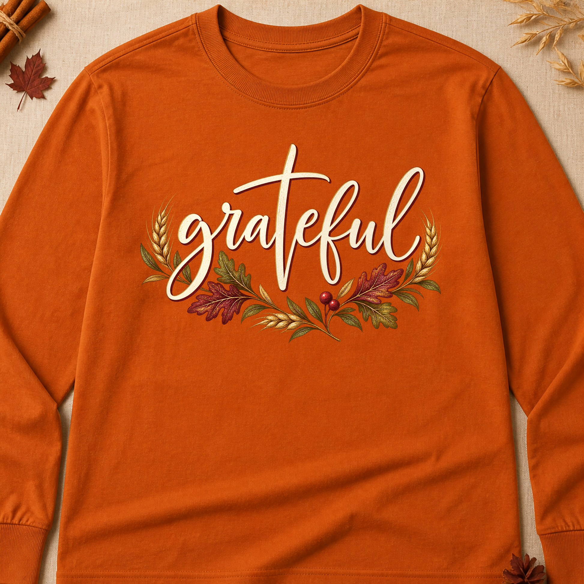 Grateful Fall Long Sleeves - Texas Orange - Brooke & Belle