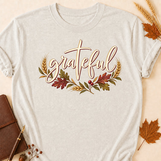 Grateful Fall Colored Print T-Shirt