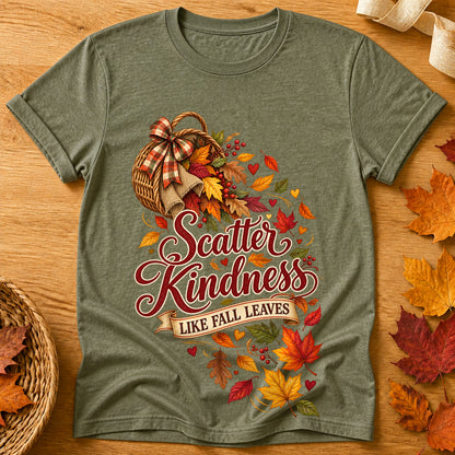 Scatter Kindness Leaves T-shirt - Heather Military Green - Brooke & Belle