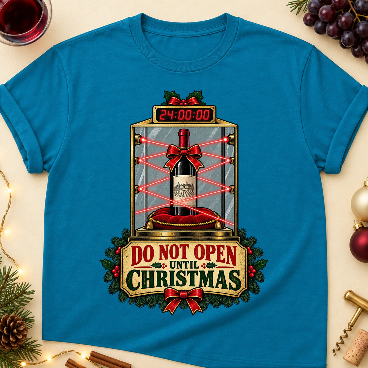 Do Not Open Until Christmas Colored Print T-Shirt - Antique Sapphire - Brooke & Belle