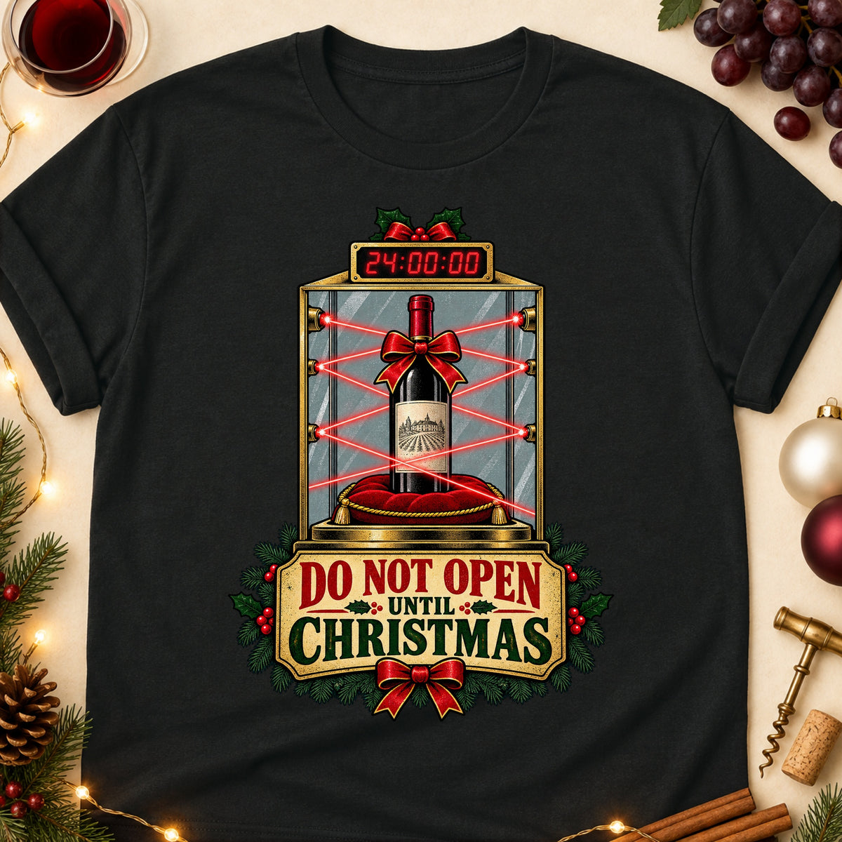 Do Not Open Until Christmas Colored Print T-Shirt - Black - Brooke & Belle