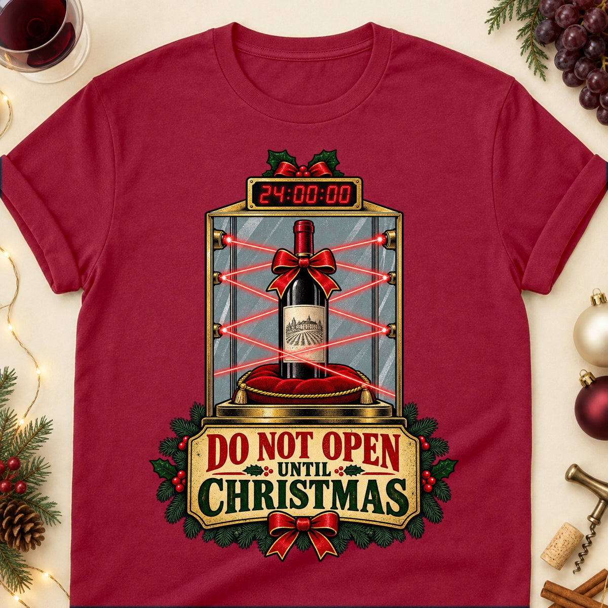 Do Not Open Until Christmas Colored Print T-Shirt - Cardinal Red - Brooke & Belle