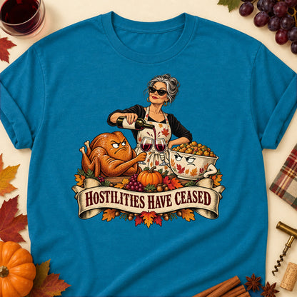 Hostilities Have Ceased Colored Print T-Shirt - Antique Sapphire - Brooke & Belle