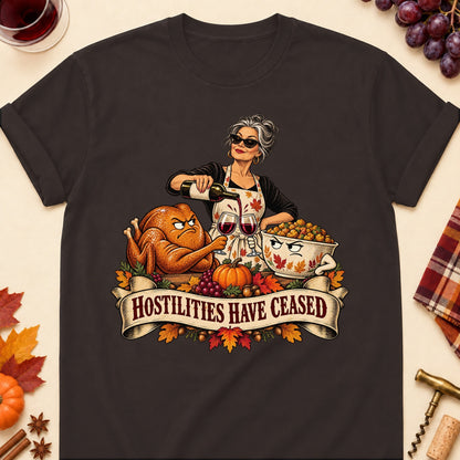 Hostilities Have Ceased Colored Print T-Shirt - Dark Chocolate - Brooke & Belle