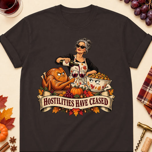 Hostilities Have Ceased Colored Print T-Shirt - Dark Chocolate - Brooke & Belle