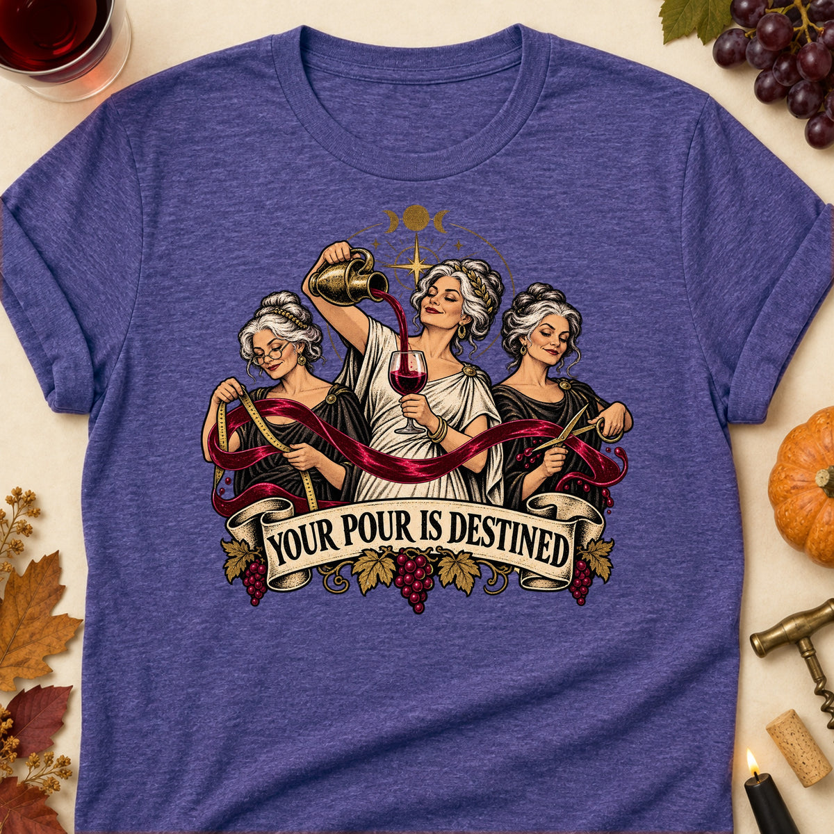 Your Pour Is Destined Colored Print T-Shirt - Heather Purple - Brooke & Belle
