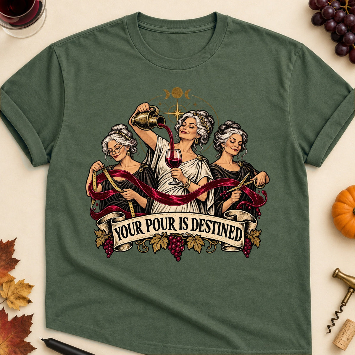 Your Pour Is Destined Colored Print T-Shirt - Military Green - Brooke & Belle